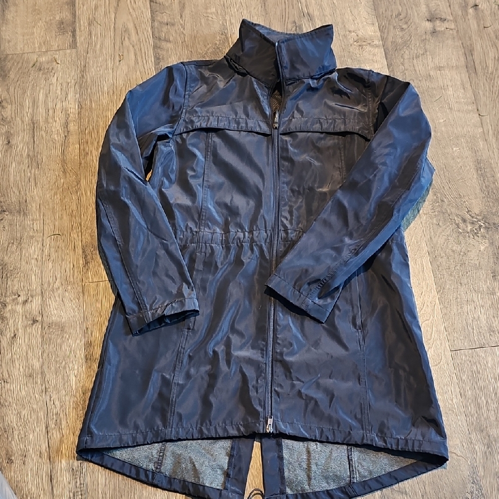 Mondetta Raincoat Navy Jacket High Collar Small Long Adjustable Hoodie Outdoor